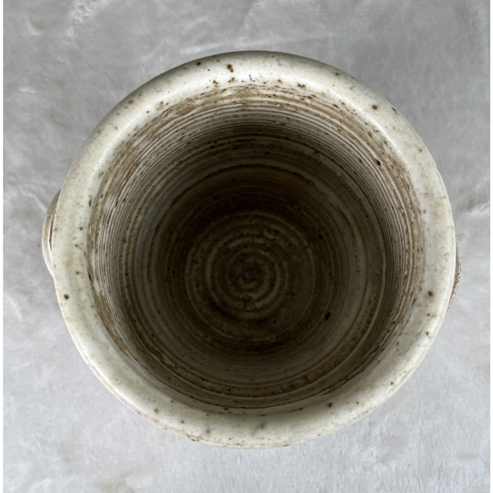 Studio Art Pottery Crock w/Handles Hand Thrown 4.5” W x 5” T Signed BnftsCharity - Picture 6 of 10